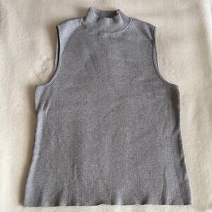 Nine West Mock Neck Sleeveless Heather Gray Sweater